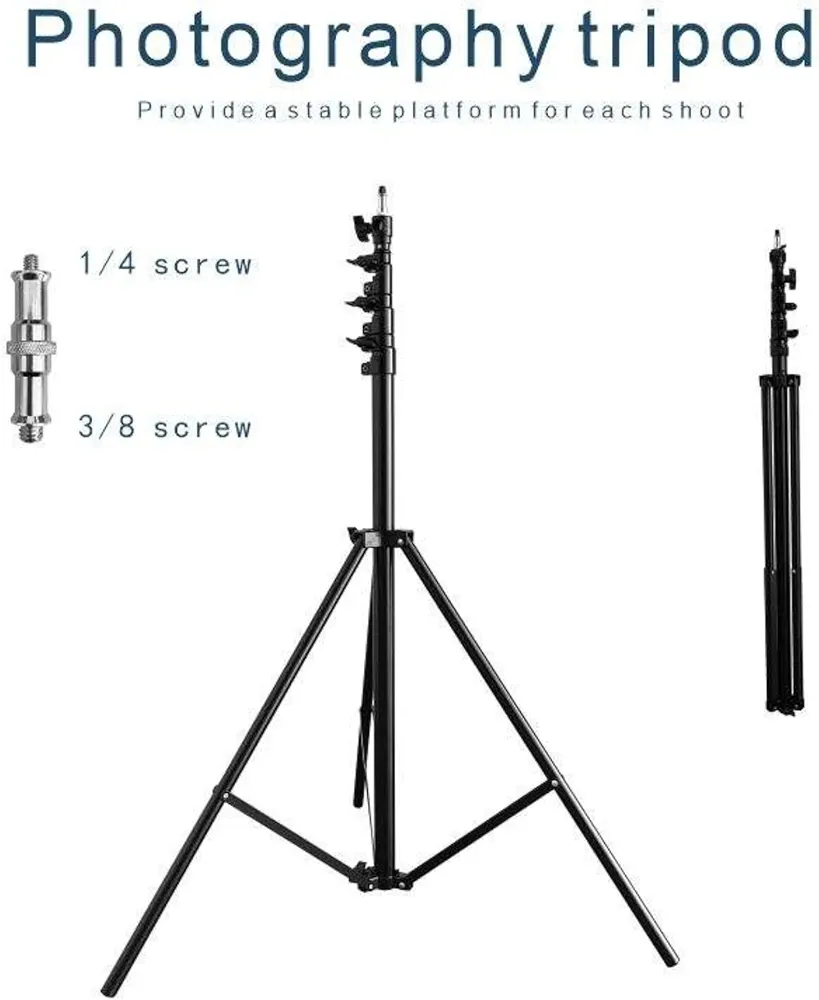 7 Feet Adjustable Metal Tripod (Only Stand) for Ring Light & LED Video Light | Stand with Secure Locks | Foldable Portable Photography Stand for Studio, YouTube, Live Streaming & Photography