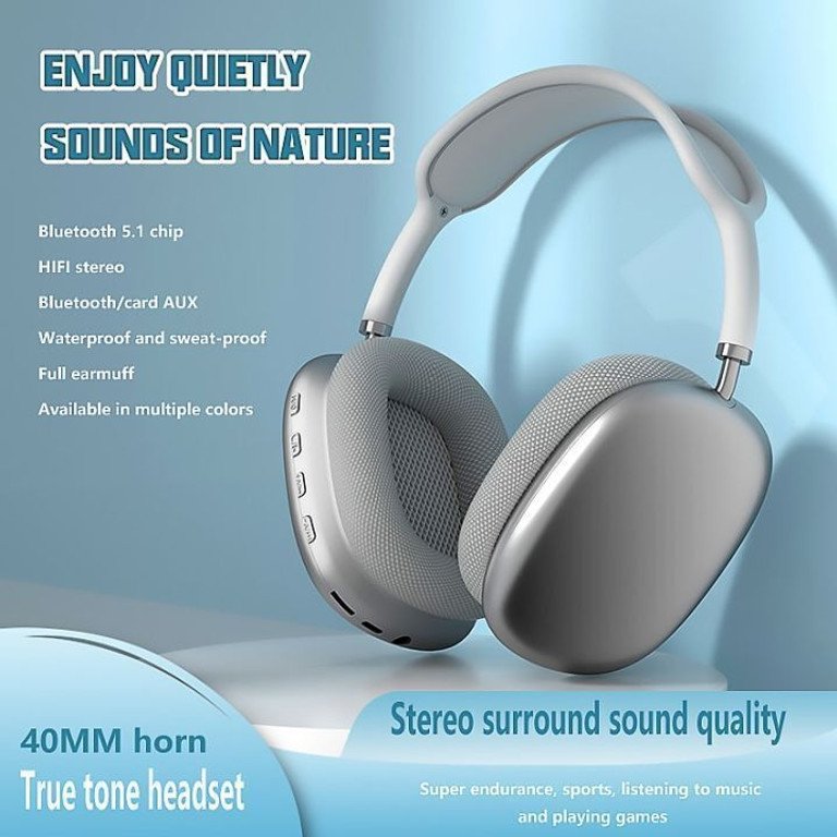 P9 Wireless Bluetooth Headphones Over Ear With Noise Reduction, Hi-Fi SoundZ415 Bluetooth Headset (Silver, True Wireless)