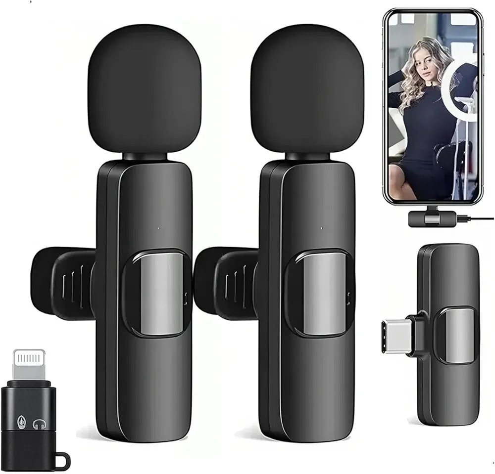 K9 Dual Wireless Lavalier Microphone for All Smartphones | Noise Cancellation Dual Mic Set with Receiver for Recording Interviews, Vlogs, YouTube, Reels